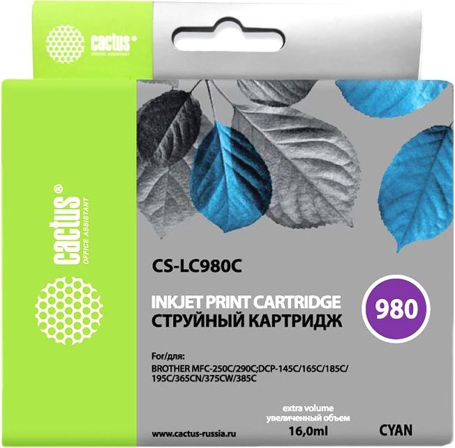 

Картридж CACTUS CS-LC980C (аналог Brother LC980C)