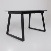 Кухонный стол Lepremo AV 1208 HPL+МДФ раздвижной 1200-1600x800 (черный тунис/черный)