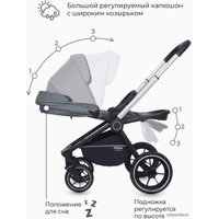 Универсальная коляска Rant MOWbaby Zoom PU (2 в 1, silver grey)