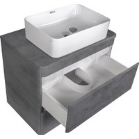  Symbolite Тумба под умывальник Атлантика 70 Люкс Plus 2 ящика со столешницей (подвесная, бетон темный)