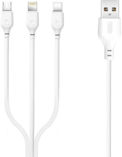 Кабель XO NB103 USB Type-A - Lightning/USB Type-C/microUSB (1 м, белый)