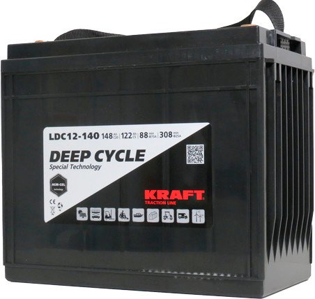 Тяговый аккумулятор KRAFT 12V-148Ah(C20) L+ (148 А·ч)