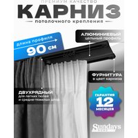 Карниз для штор Sundays Home D-6-P двухрядный (0.9м, цельный, черный)