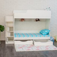 Двухъярусная кровать Можга Капризун 6 с ящиками Р443 (белый)