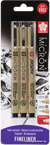 Набор капиллярных ручек Sakura Pigma Micron BLXSDK3AS 3 шт (черный)