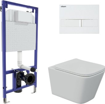 Унитаз подвесной Berges Wasserhaus Floe S Rimless + Visam Slim 525 EX-043244 (с сиденьем)