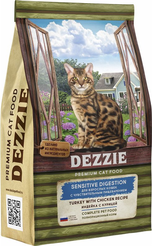 

Сухой корм для кошек Dezzie Sensitive Digestion Cat (для кошек с чувствительным пищеварением с индейкой и курицей) 2 кг