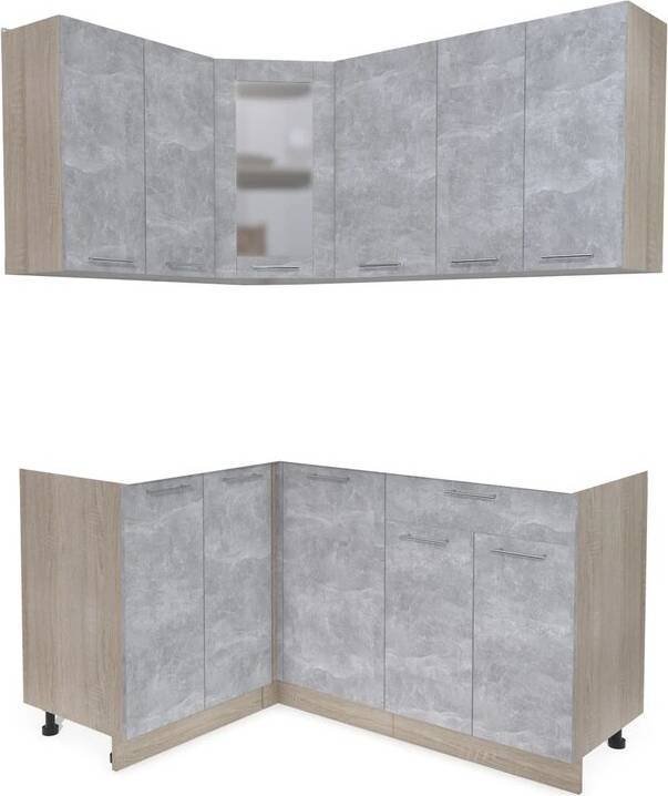 

Готовая кухня Интерлиния Мила 12x16 без столешницы (бетон/бетон)
