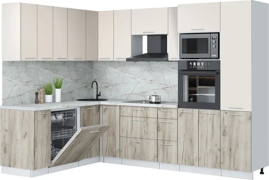 

Готовая кухня Интерлиния Мила Лайт 1.896х2.78 (персидский жемчуг/дуб серый/серый каспий)