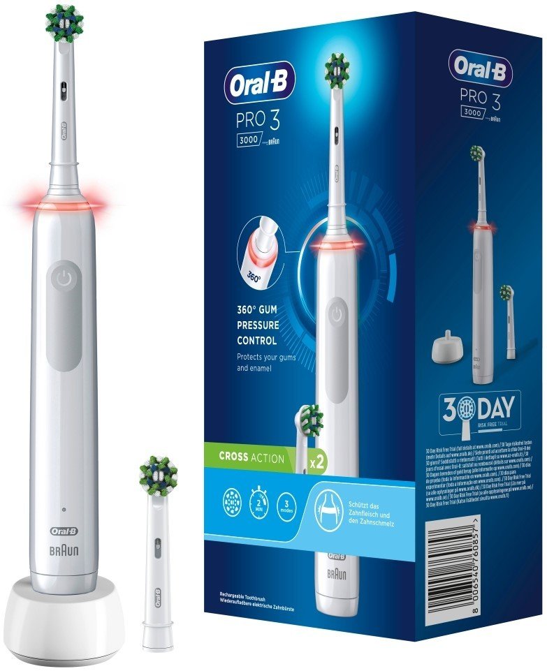 

Электрическая зубная щетка Oral-B Pro 3 3000 Cross Action D505.523.3 8006540760857 (белый)