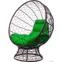Кресло M-Group Кокос на подставке 11590204 (коричневый ротанг/зеленая подушка)