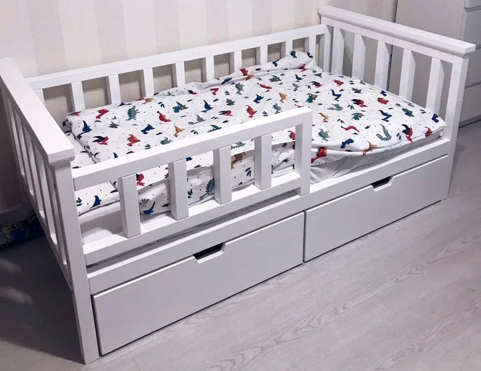 Кровать Kinderwood Лотос-5 200х90 с ящиками (белый)