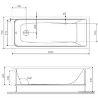 Ванна AM.PM Gem W90A-150-070W-A (с каркасом и экраном)