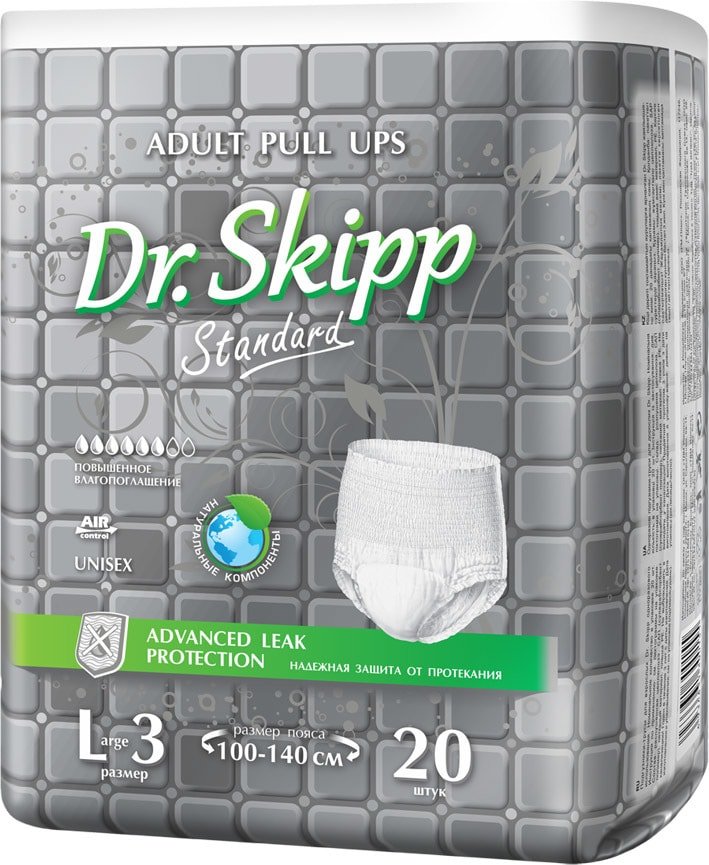 

Трусы-подгузники для взрослых Dr.Skipp Active Line L 3 (20 шт)