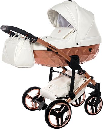 Универсальная коляска Junama Glow V2 (2 в 1, белый/матовая медь)
