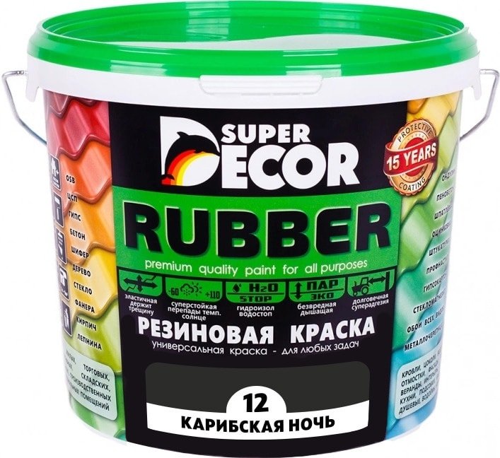 

Краска Super Decor Rubber 6 кг (№12 карибская ночь)