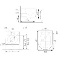 Унитаз подвесной Roxen Antares 530185-02 в комплекте с инсталляцией StounFix Dual Fresh 6 в 1 966774 (кнопка: серый гранит)