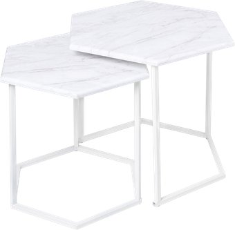 Журнальный столик Мебелик МеталлАрт М003 (белый мрамор/белый)