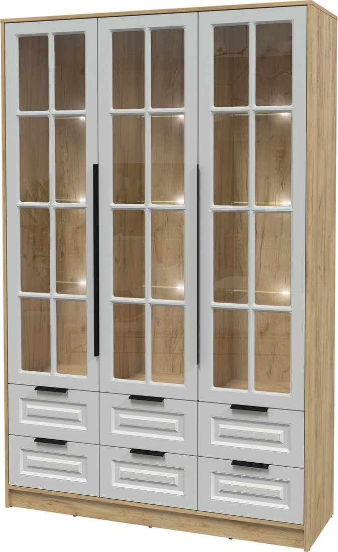 

Шкаф-витрина Интерлиния Концепт КТ-ШВ3 с подсветкой Деко (дуб золотой/грей)