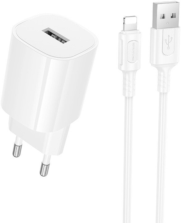 Сетевое зарядное Borofone BA101A Lightning (белый)