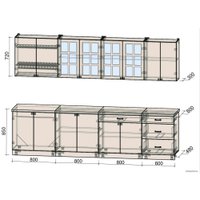 Готовая кухня Интерлиния Мила Деко 3.0 Б (слоновая кость/кастилло темный)