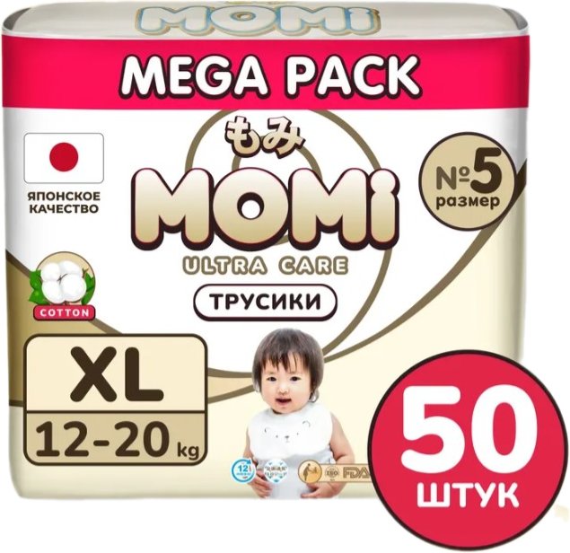 

Трусики-подгузники Momi Ultra Care Mega pack XL 12-20кг (50шт)