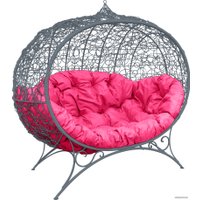 Садовый диван M-Group Улей на ножках 11220308 (серый ротанг/розовая подушка)