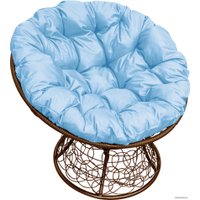 Кресло M-Group Папасан 12020203 (коричневый ротанг/голубая подушка)