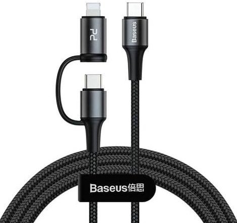 

Кабель Baseus CATLYW-H01 USB Type-C - USB Type-C/Lightning (1м, черный)