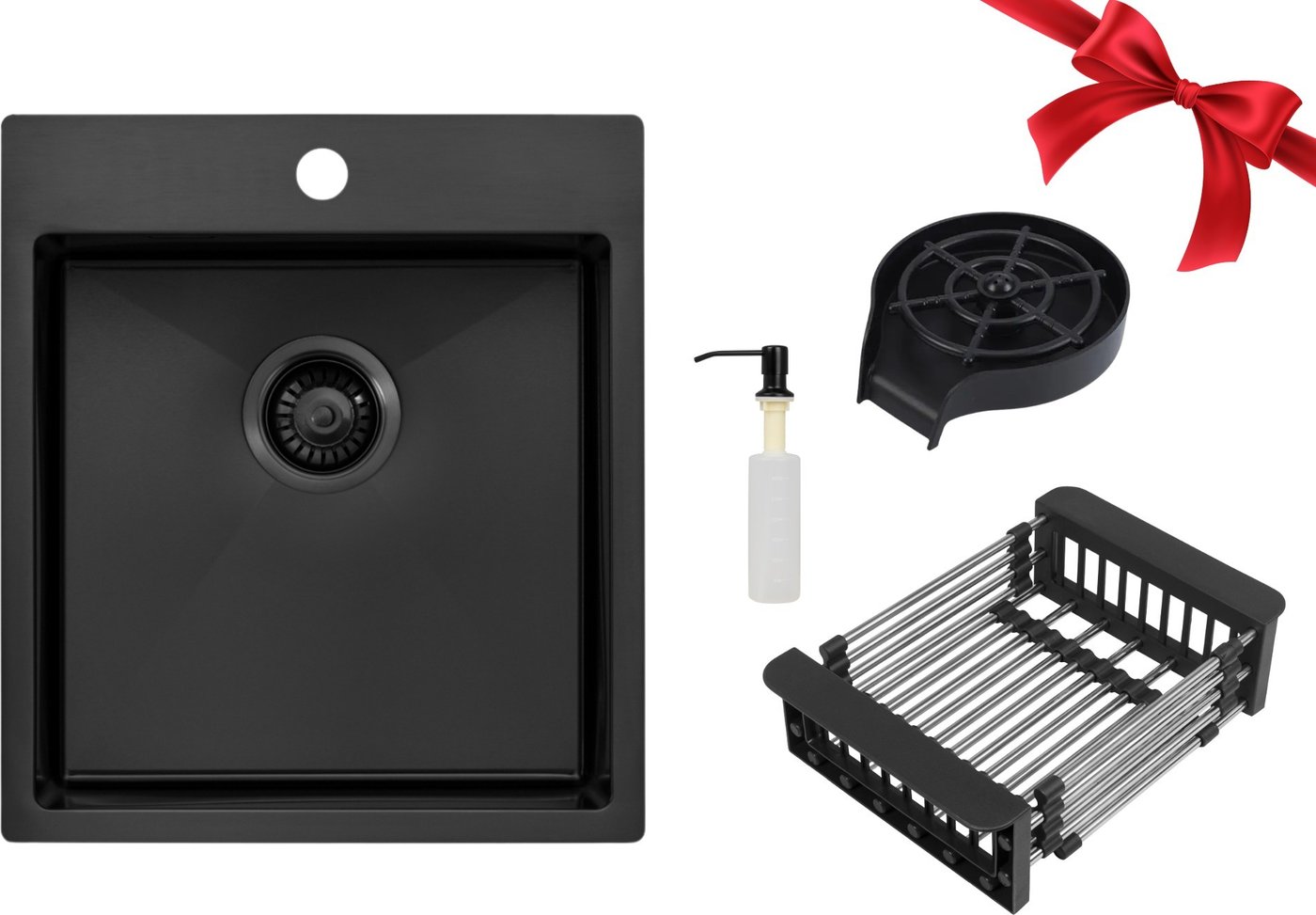 

Кухонная мойка ZorG ZRE 4551 graphite+ринзер+коландер+дозатор