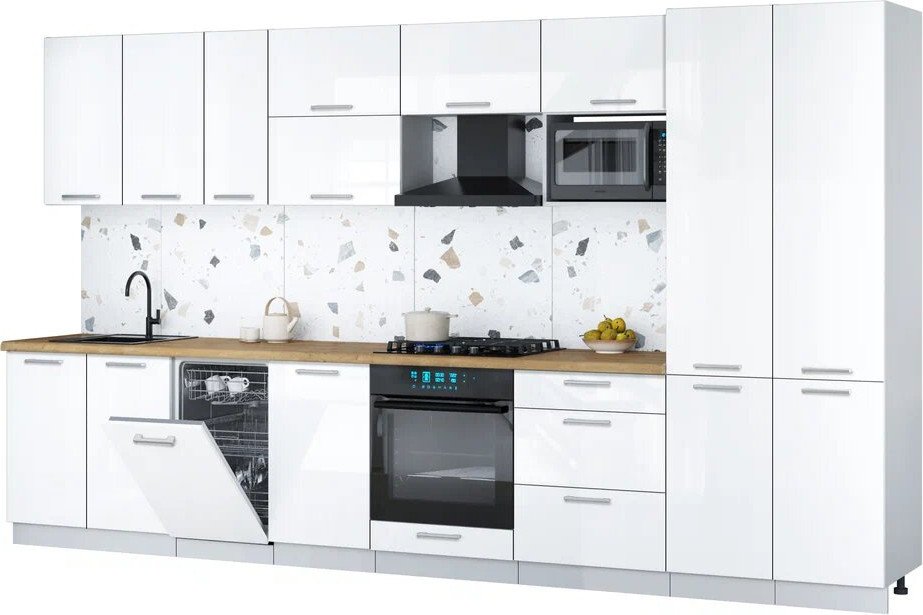 

Готовая кухня Интерлиния Мила Gloss 3.7-ПМ4 (белый глянец/белый глянец/дуб бунратти)