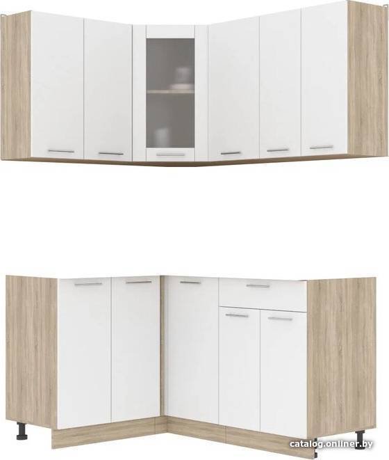 Готовая кухня Интерлиния Мила 12x16 без столешницы (белый платинум)