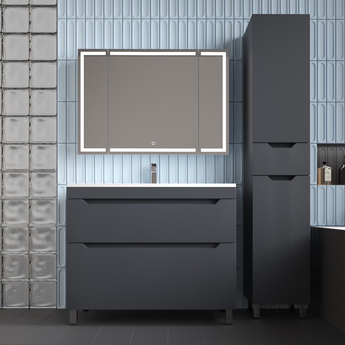 

Symbolite Тумба под умывальник Остин 100 Plus 2 ящика (графит)