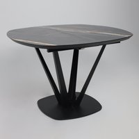 Кухонный стол Listvig Merlin 110-150х75 (МДФ+HPL-пластик черный Sahara Noir/черный)