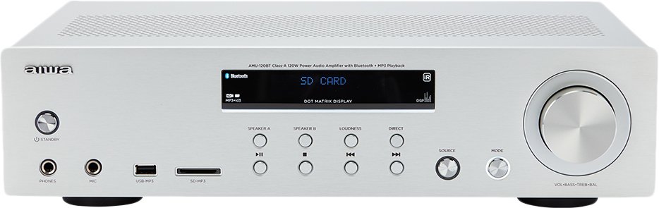 

Интегральный усилитель Aiwa AMU-120BT (серебристый)