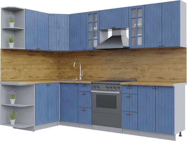 

Готовая кухня Интерлиния Берес 1.5x2.8 левая (дуб лазурный/дуб бунратти)