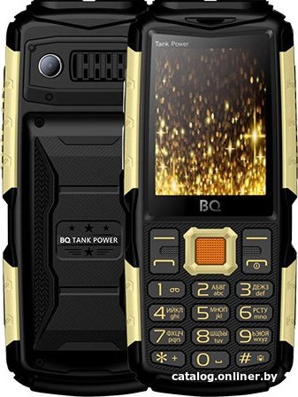 

Кнопочный телефон BQ BQ-2430 Tank Power (черный/золотистый)