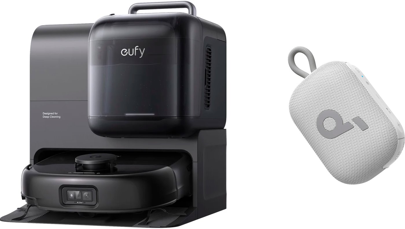 Робот-пылесос Eufy Robot Vacuum Omni E28 (2-в-1) + Беспроводная колонка Anker Soundcore Select 4 Go (белый) по акции