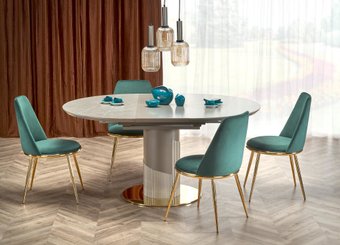 Кухонный стол Halmar Muscat 120 (серый мрамор/светло-серый/золотой)