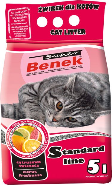 

Наполнитель для туалета Super Benek Standard цитрусовая свежесть 5 л