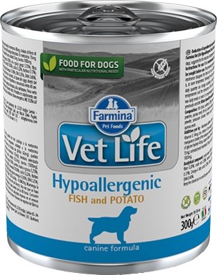 

Консервированный корм для собак Farmina Vet Life Hypoallergenic Fish and Potato Wet Food Canine (Рыба с картофелем для собак страдающих пищевой аллергией) 0.3 кг