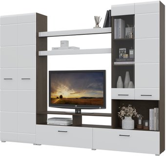 Стенка Горизонт Альфа (венге/белый глянец)