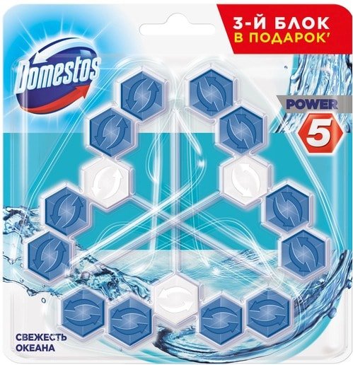 

Средство для унитаза Domestos Power 5 Свежесть океана Трио 3х55 г