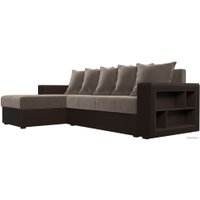 Угловой диван Лига диванов Дубай лайт левый (велюр коричневый/экокожа коричневый)
