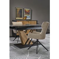 Кухонный стол Halmar Volant 160-200/90/76 (черный мрамор/дуб золотой)