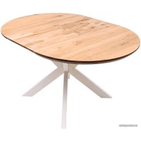 Кухонный стол ОКА Раунд 100-140x75 (дуб натуральный/белый)