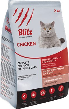 

Сухой корм для кошек Blitz Adult Cats Chicken 2 кг