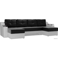 П-образный диван Лига диванов Сенатор 28922 (экокожа, черный/белый)