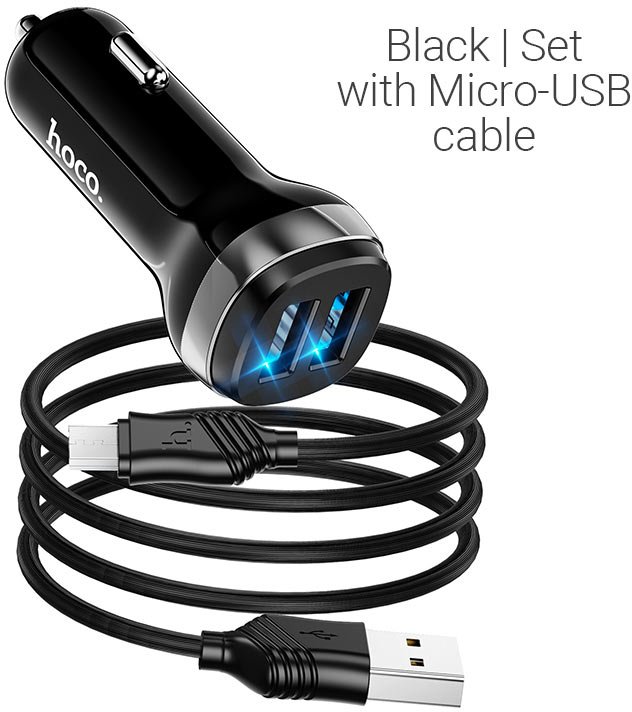 

Автомобильное зарядное Hoco Z40 microUSB (черный)
