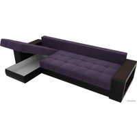 Угловой диван Лига диванов Дубай 105803 (левый, велюр/экокожа, фиолетовый/коричневый)